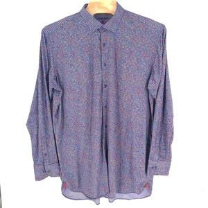 Visconti Black Shirt Mens 3XLT Purple Geometric Print Long Sleeve Button Down